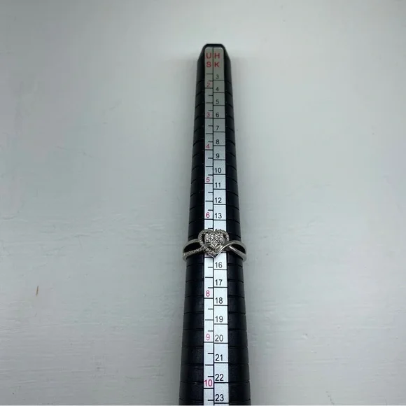 JJ Sterling Silver Heart with Diamond Illusion Setting Statement Ring - Picture 10 of 10